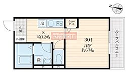 レニーパレス 1Kの間取図画像