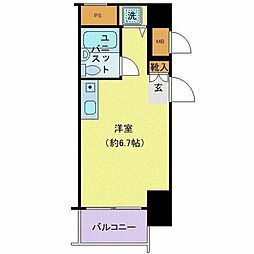 スカイノブレ川崎柳町 ワンルームの間取図画像