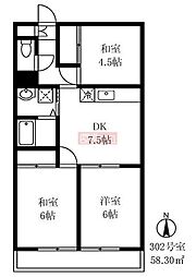 コーポ江川 3DKの間取図画像