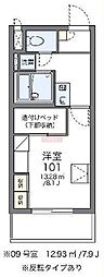 レオパレスヴィルヌーブ川崎B 1Kの間取図画像