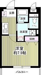 b'CASAカワサキダイシ 1Kの間取図画像