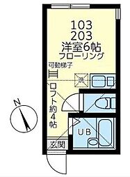 ユナイト藤崎シャンゼリゼ ワンルームの間取図画像
