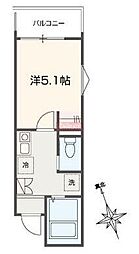 MELLAS小島新田 1Kの間取図画像