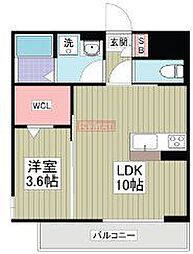 ルミエール観音 1LDKの間取図画像