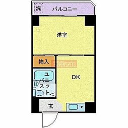 ビューライド川崎 1DKの間取図画像