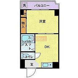 ビューライド川崎 1DKの間取図画像