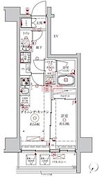 クレイシアIDZ川崎ザ・テラス 1DKの間取図画像