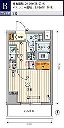スカイコート武蔵新田 1Kの間取図画像