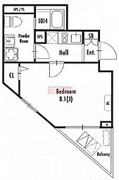 グランパセオ蒲田2 1Kの間取図画像