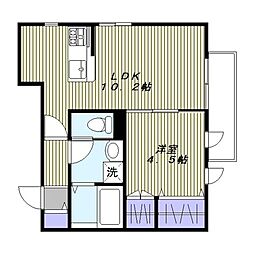 グレースフルール 1LDKの間取図画像