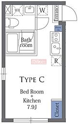 LAFORT横浜鶴見 ワンルームの間取図画像