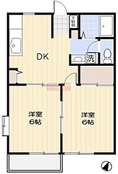 若竹ハイツA 2DKの間取図画像