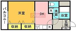 フジビュー矢向 1DKの間取図画像