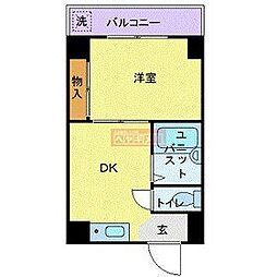 ビューライド川崎 1DKの間取図画像