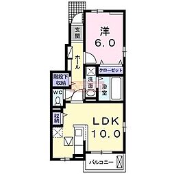 アズール北寺尾2 1LDKの間取図画像
