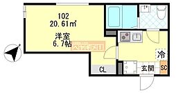PUERTA東門前 1Kの間取図画像