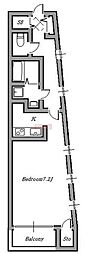 上池台ゼルコバマンション ワンルームの間取図画像