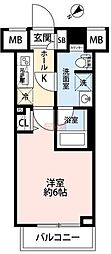 エルグランジュテ川崎 1Kの間取図画像