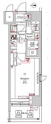 ジーベック蒲田ステーションエグゼ 1Kの間取図画像