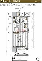 メインステージ東神奈川 1Kの間取図画像