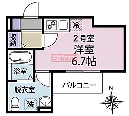 アルティザン鶴見 ワンルームの間取図画像
