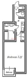 上池台ゼルコバマンション 1Kの間取図画像