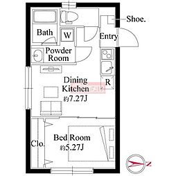 ファーヴァルハネダウエスト 1DKの間取図画像
