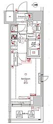 ジーベック蒲田ステーションエグゼ 1Kの間取図画像