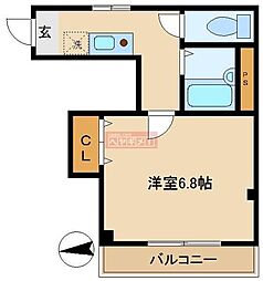 ルラシオン2 1Kの間取図画像