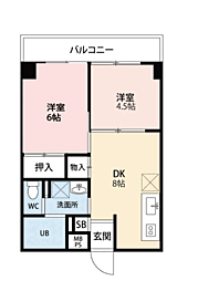 富士パークビル 2DKの間取図画像