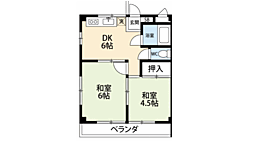 光ハイツ 2DKの間取図画像