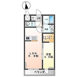 ルナキャッスル 1LDKの間取図画像