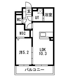 思川レジデンス 1階1LDKの間取り