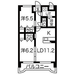 ユーミータウン 2LDKの間取図画像