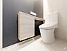 トイレ：ウォシュレットトイレ付き。便利な収納ボックス付きです。