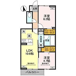小山市東城南4丁目アパート 2LDKの間取図画像
