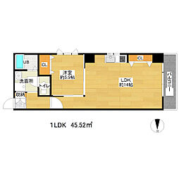 アドバンス新丸子 2階1LDKの間取り