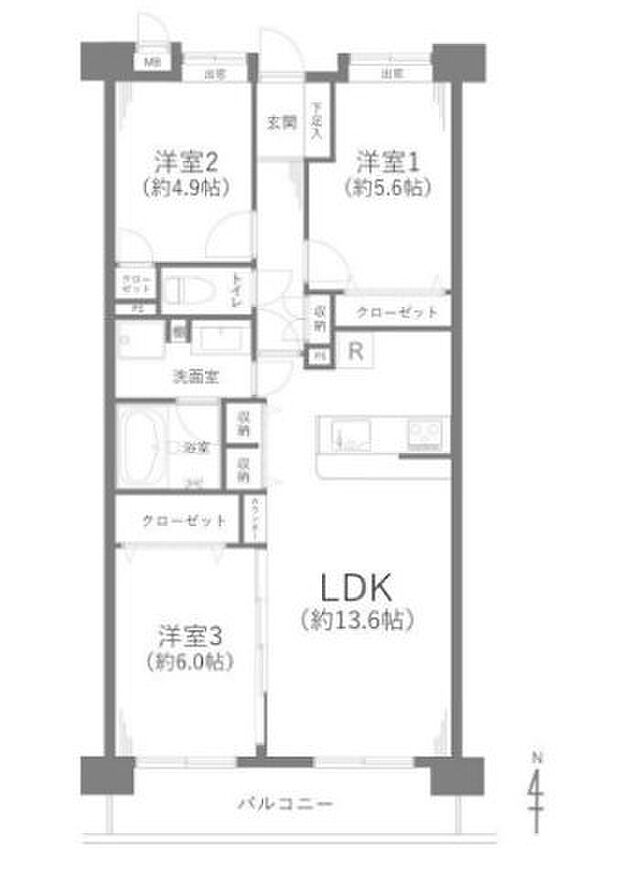 プレール秋津(3LDK) 5階の間取り