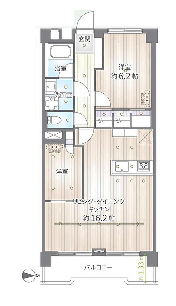 第2北烏山ヒミコマンション(2LDK) 4階の間取り