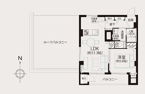 富士見台マンション(1LDK) 6階/611号室の間取り