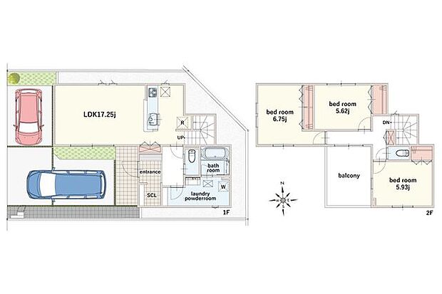 間取り図/玄関横に広々SCL、各所に収納空間を配した間取り設計