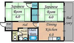 メゾンマカカーラ 2DKの間取図画像