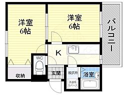 ユニヴェール新大阪 2Kの間取図画像