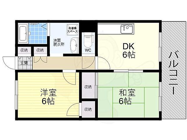 大阪府大阪市東淀川区菅原１丁目(賃貸マンション2DK・4階・51.15㎡)の写真 その2