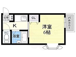 アピア幸和3 2階1Kの間取り