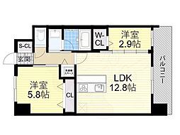 スプランディッドライズ新大阪ノース 2LDKの間取図画像