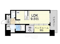 コンフォリア・リヴ新大阪西宮原ソルテラス 9階1LDKの間取り