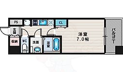 メロディア新北野 7階1Kの間取り