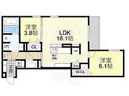 スペチアーレ小松 1階2LDKの間取り