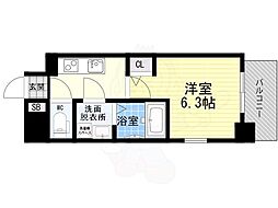 エスリード新北野グランリンク 6階1Kの間取り